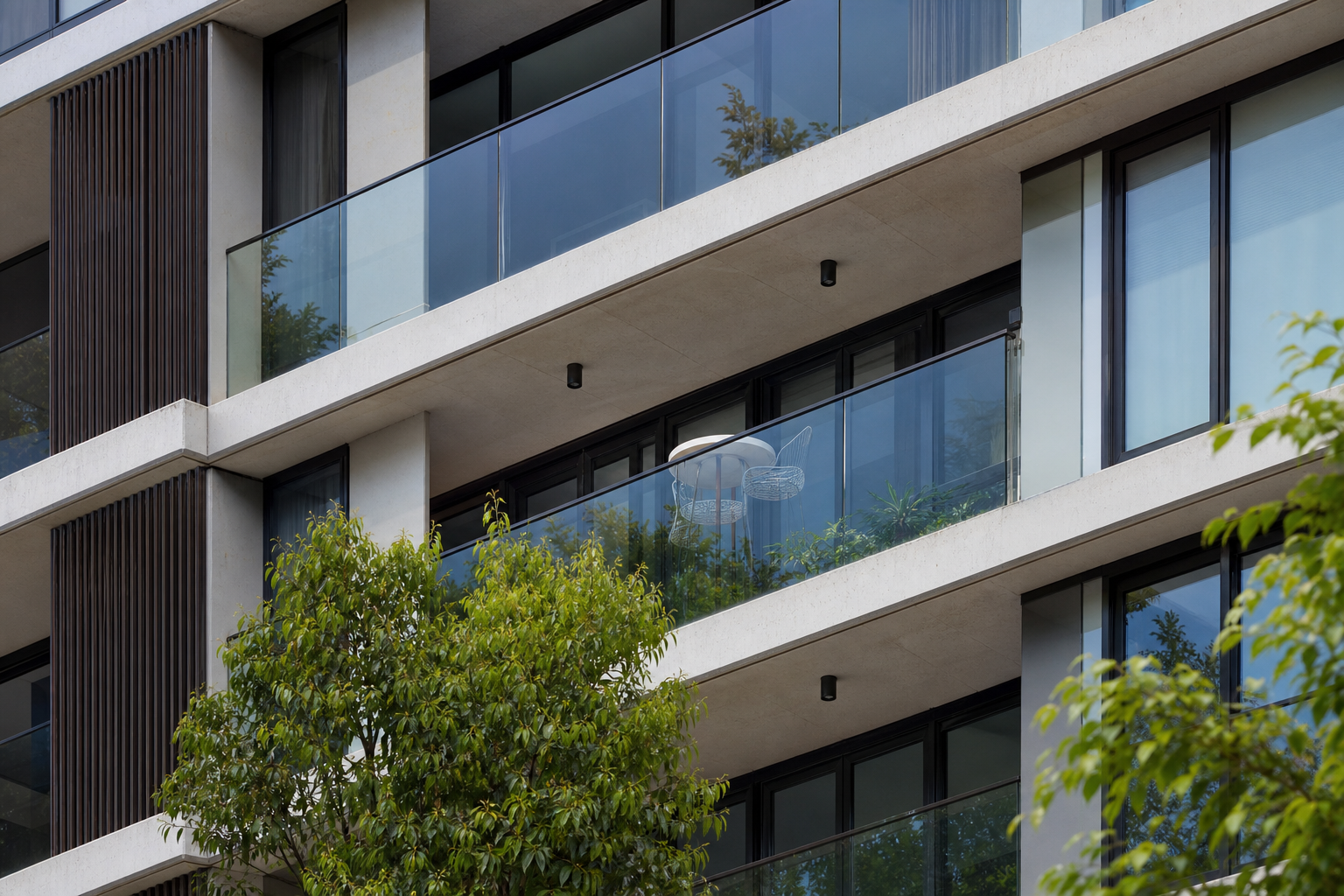 Apartment lobby and facade detail